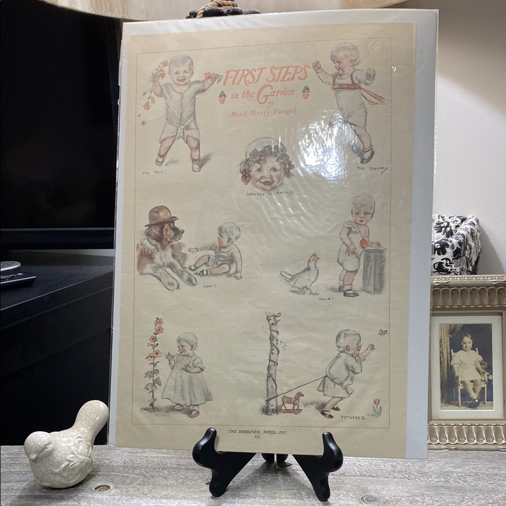 Antique Page From April, 1913 “The Designer “.  Maid Tousey Fangel Garden Art!